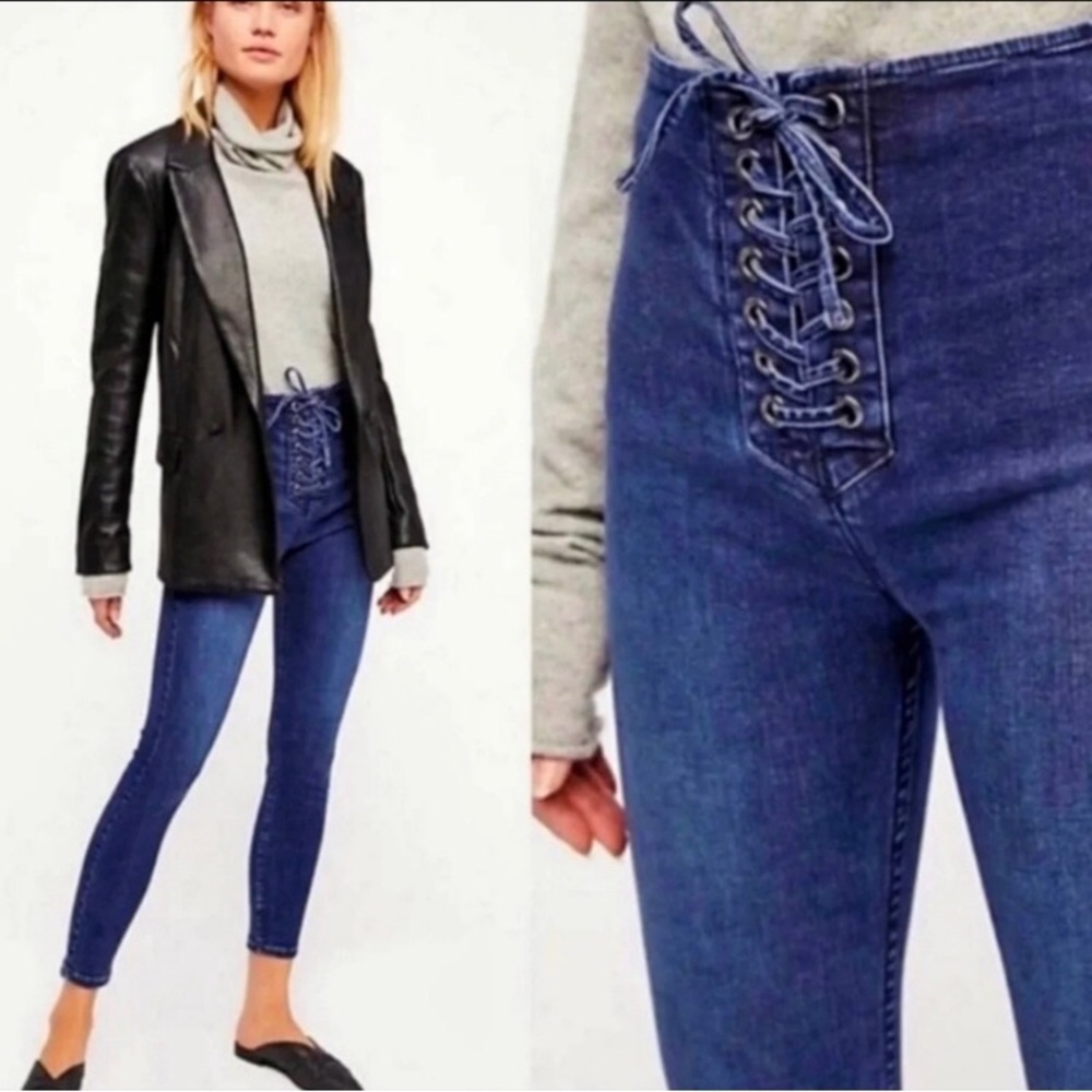 Lace up skinny jeans from Free People